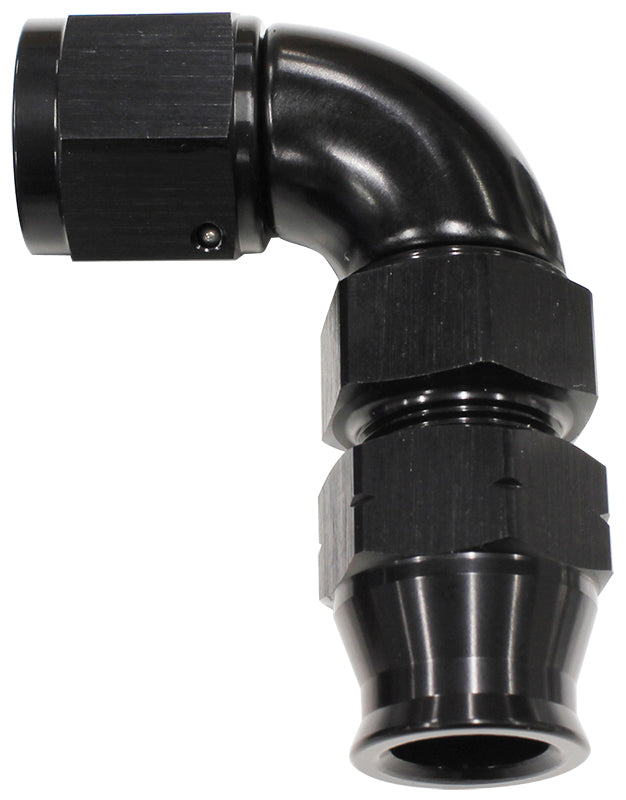 AF139-05BLK - 5/16" TUBE 90 deg female -6AN BLACK SWIVEL NUT WITH OLIVE