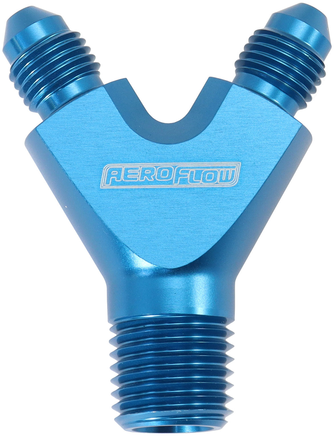 AF147-02-03 - 1/8" NPT Y BLOCK TO 2 x -3AN MALE FITTINGS NITROUS NOS BLUE