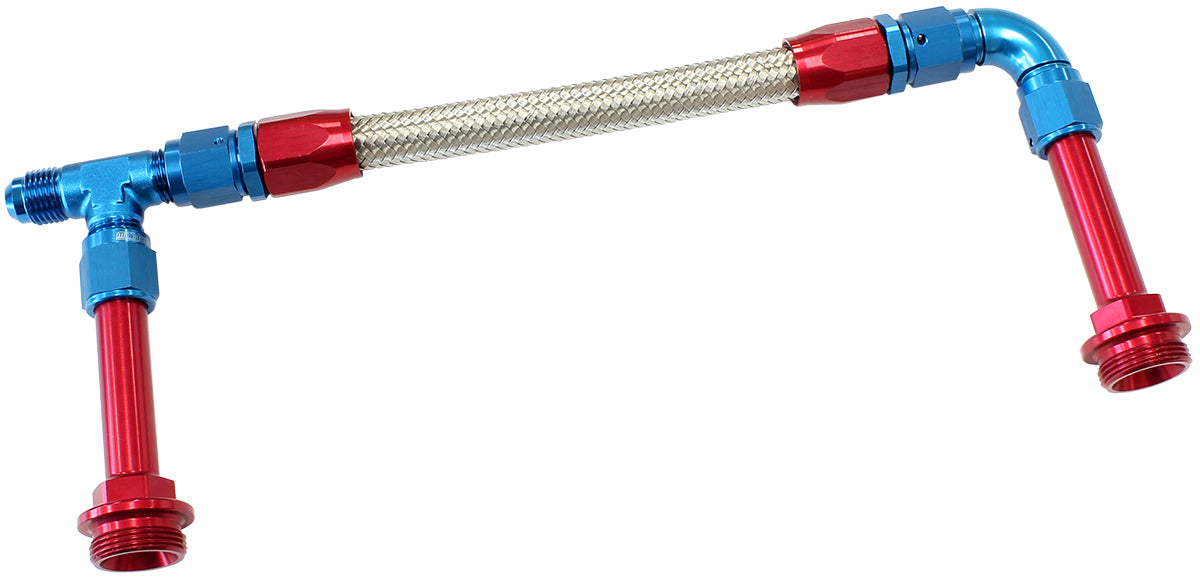 AF160-06-2 - HOLLEY DUAL INLET RAIL -6AN BLUE SUIT 2X METERING BLOCKS