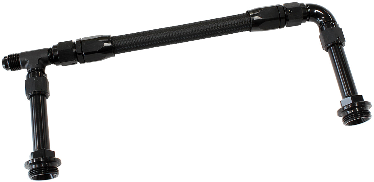 AF160-06-2BLK - HOLLEY DUAL INLET RAIL -6AN BLACK SUIT 2X METERING BLOCKS