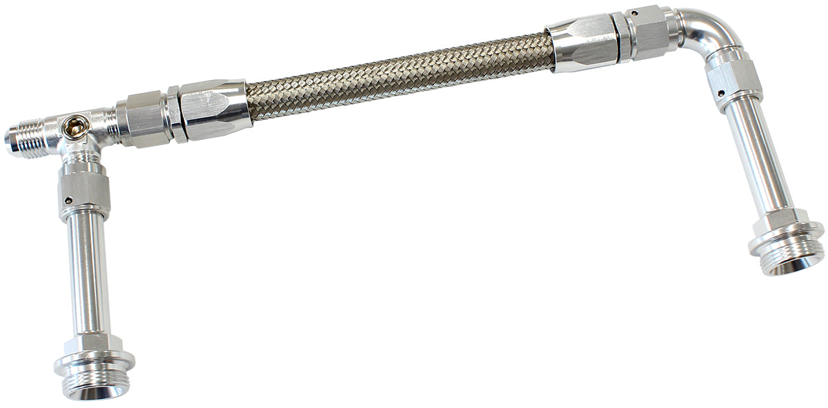 AF160-06-2S - HOLLEY DUAL INLET RAIL -6AN SILVER SUIT 2X METERING BLOCKS