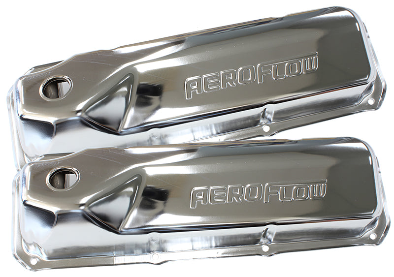 AF1821-5001 - 302 351C FORD STEEL VALVE COVERS CHROME WITH AF LOGO