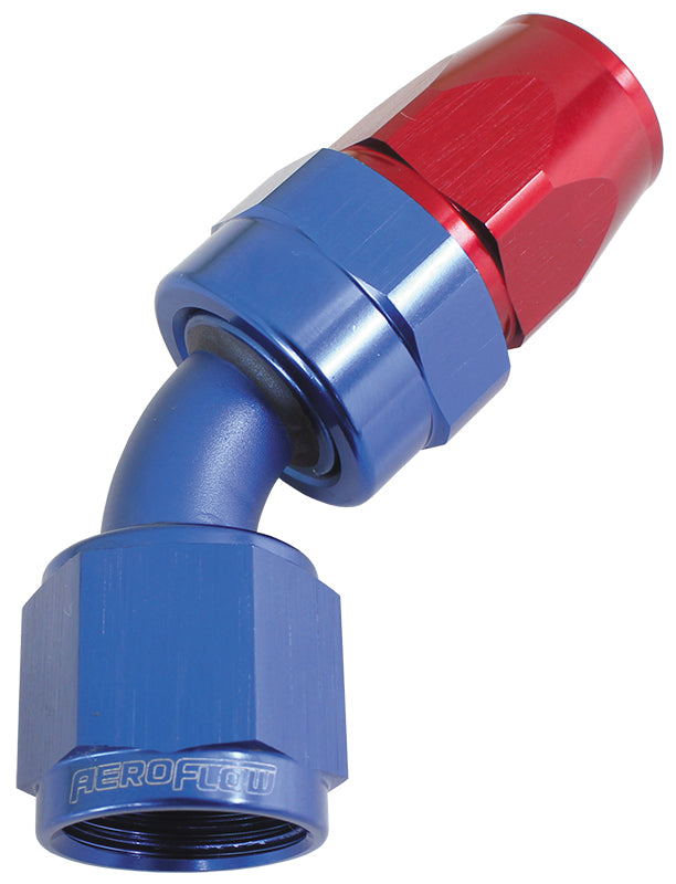 AF202-20D - ALLOY 45 DEG HOSE END -20AN BLUE FULL SWIVEL SUIT TEFLON