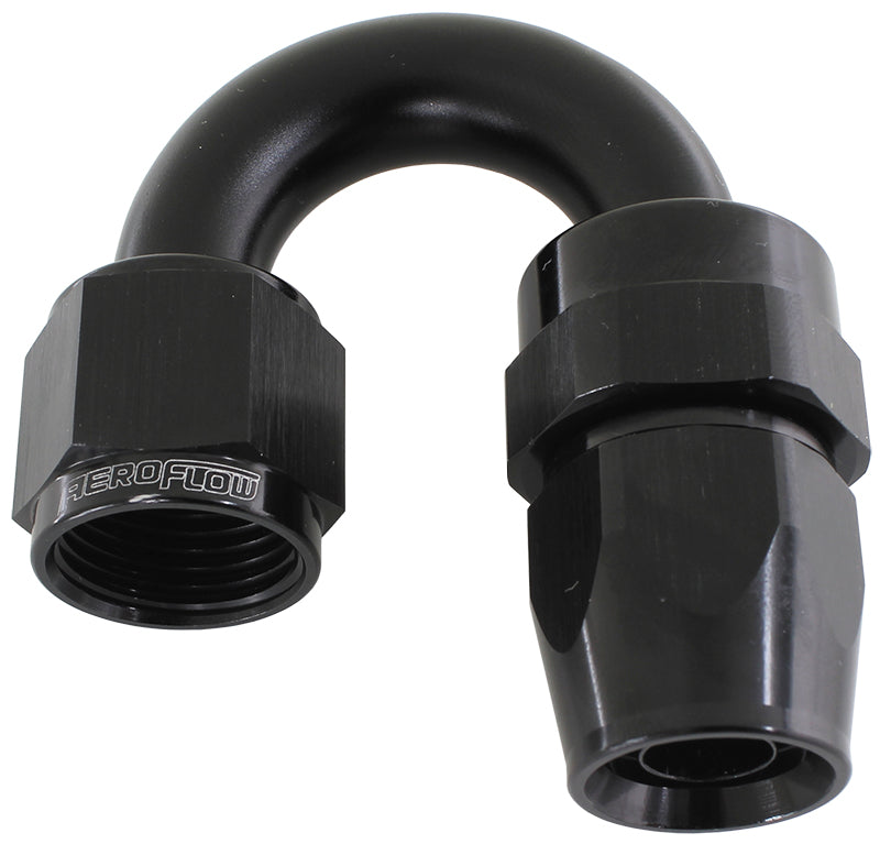 AF206-10DBLK - ALLOY 180 DEG HOSE END -10AN BLACK FULL SWIVEL SUIT TEFLON