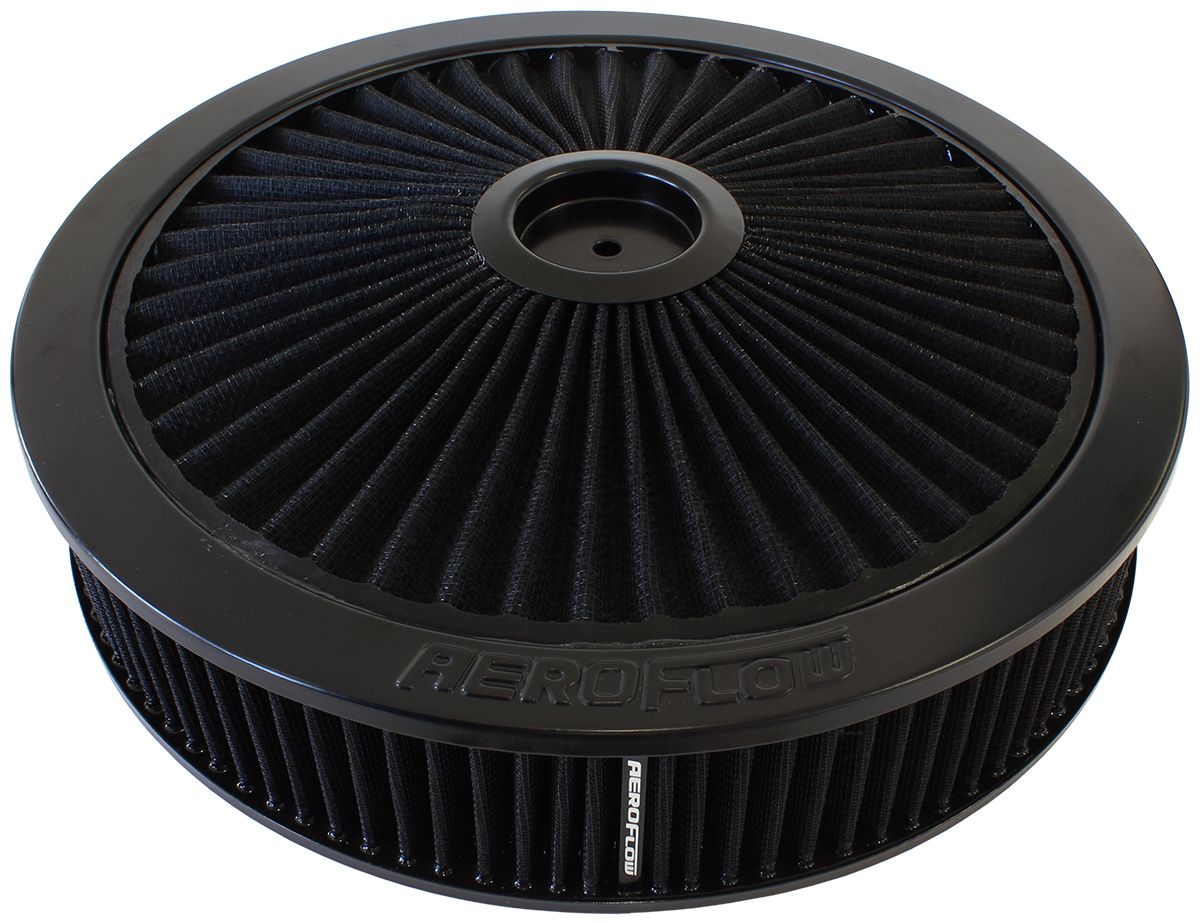 AF2251-3079 - Black Full Flow Air Filter Assembly 14" x 3", 7-5/16" neck,Flat Base with black washable cotton element