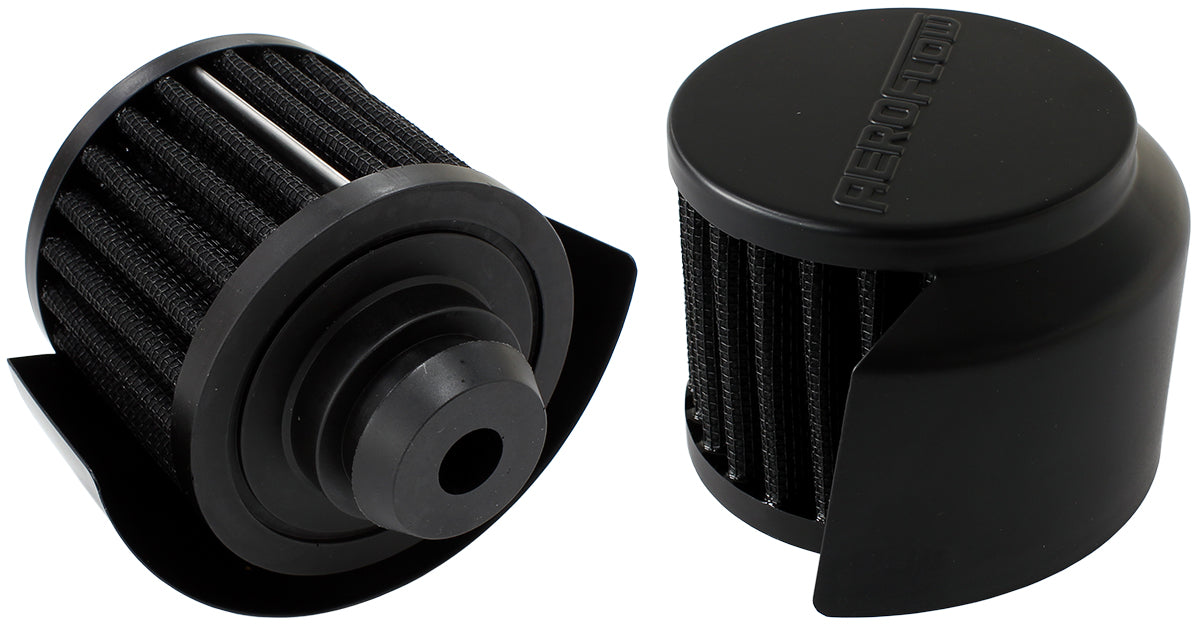 AF2271-1516 - 1-1/4" PUSH IN BREATHER WITH SHIELD 3"O.D 2-1/2"H BLACK TOP