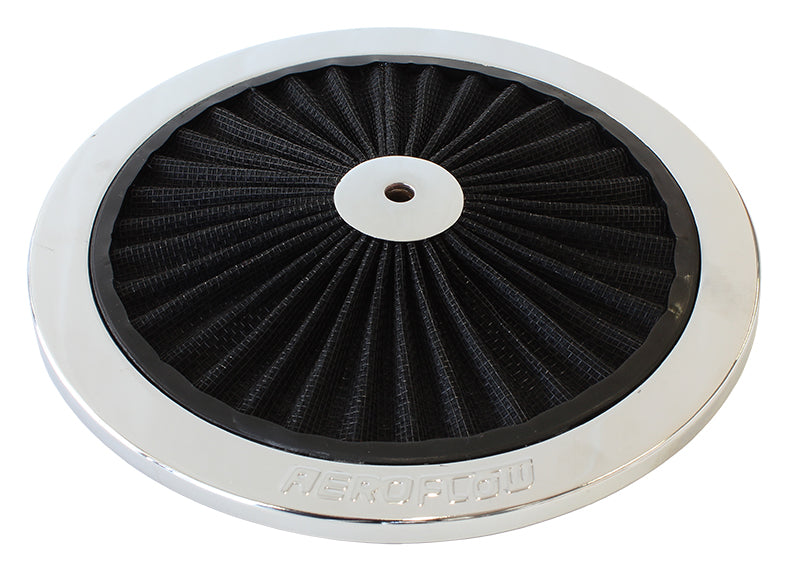 AF2851-0901 - 9" CHROME FULL FLOW TOP PLATE BLACK COTTON HI FLOW & FILTRAT