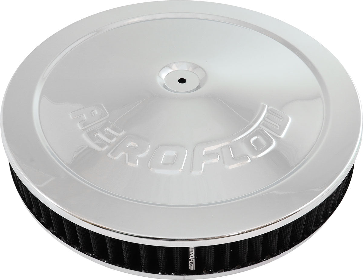 AF2851-1270 - 14" x 2-1/4" AIR CLEANER ASSY 5-1/8" FLAT BASE CHROME
