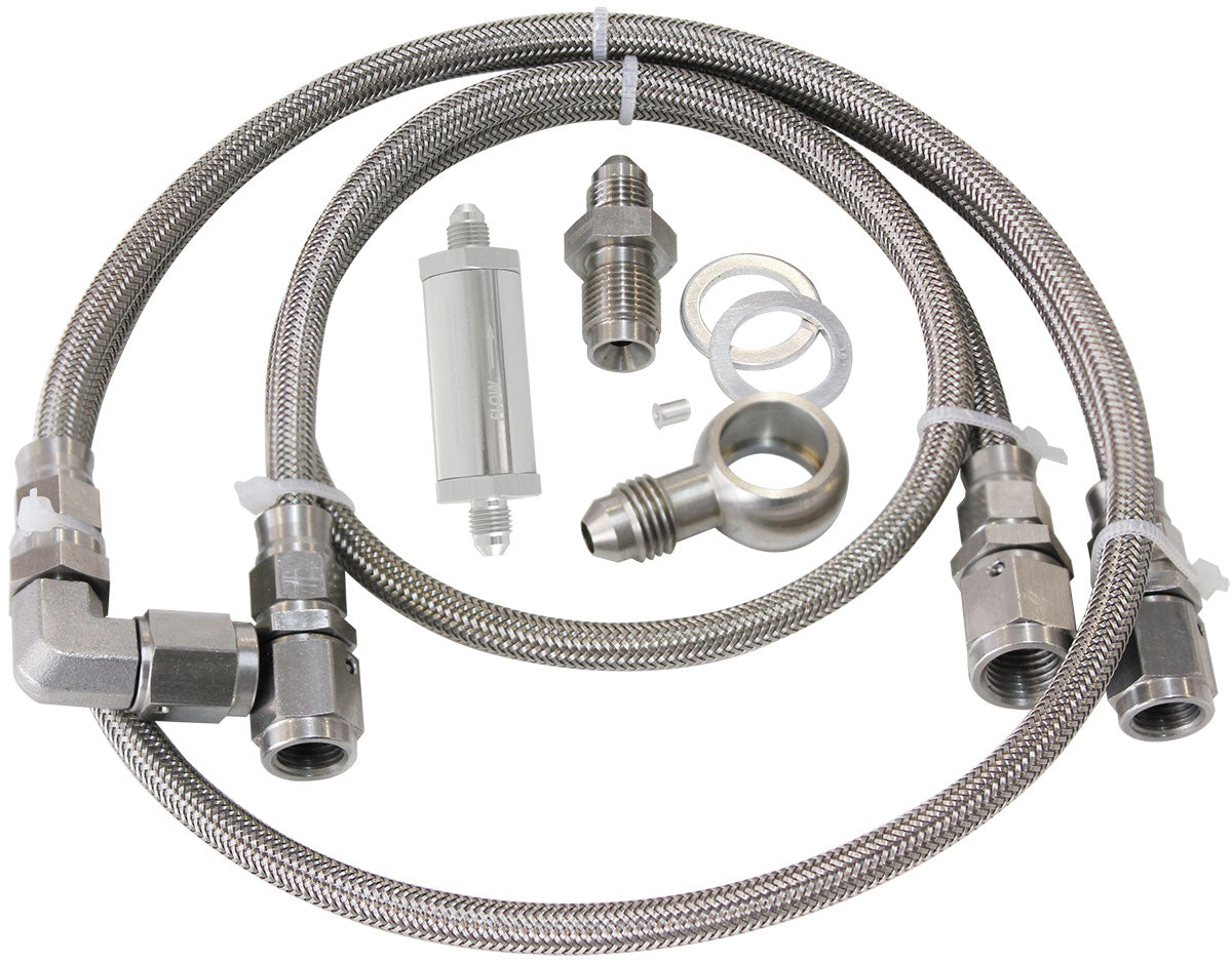 AF30-1000 - TURBO FEED OIL LINE KIT BARRA 30 MICRON FILTER FORD BA-BF -4AN Aeroflow - AF 30-1000