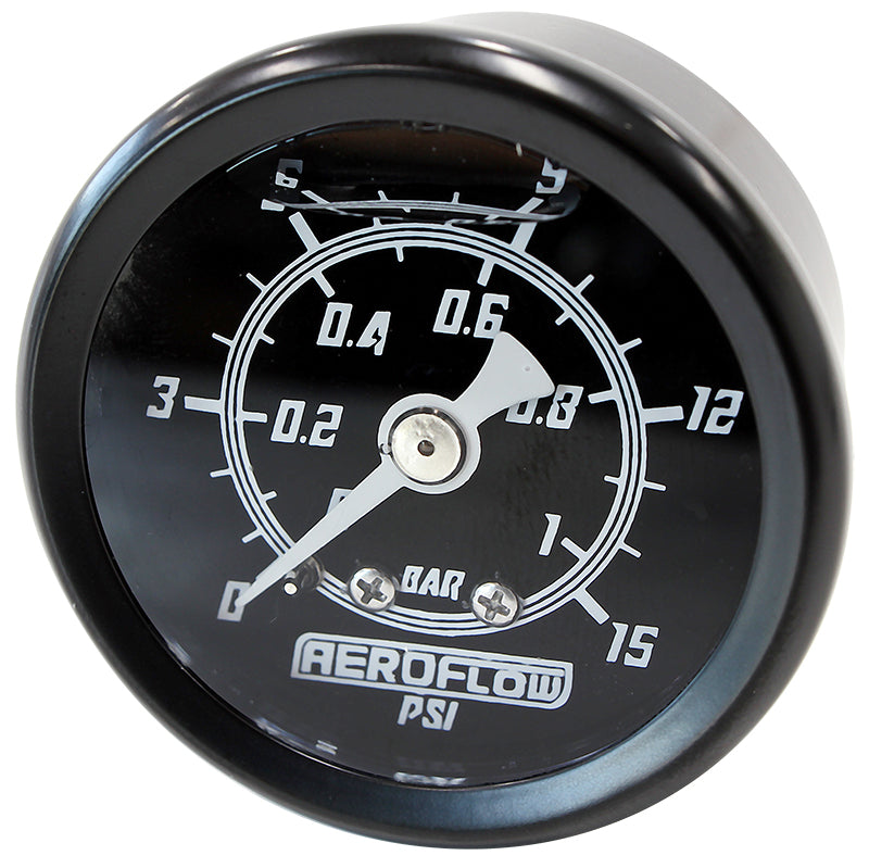 AF30-2200 - 1-1/2" Liquid Filled 15 psi Pressure Gauge - Black Face, White Pointer
