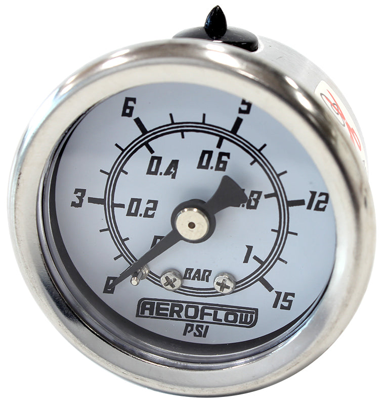AF30-2206 - 1-1/2" 0-15 PSI PRESSURE GAUGEWHITE FACE BLACK POINTER