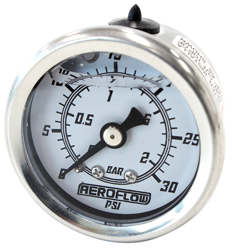 AF30-2209 - 1-1/2" Liquid Filled 30 psi Pressure Gauge - White Face, Black Pointer