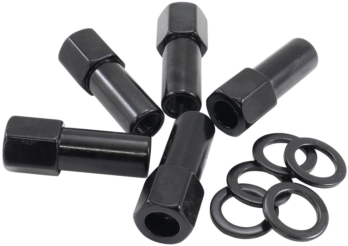 AF3018-9000 - M14 X 1.50mm 1.38" SHANK OPEN WHEEL NUTS BLACK (5 PACK)