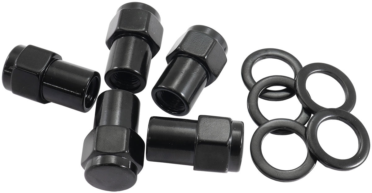 AF3022-6000 - 1/2"-20 .550" SHANK CLOSED WHEEL NUTS BLACK (5 PACK)