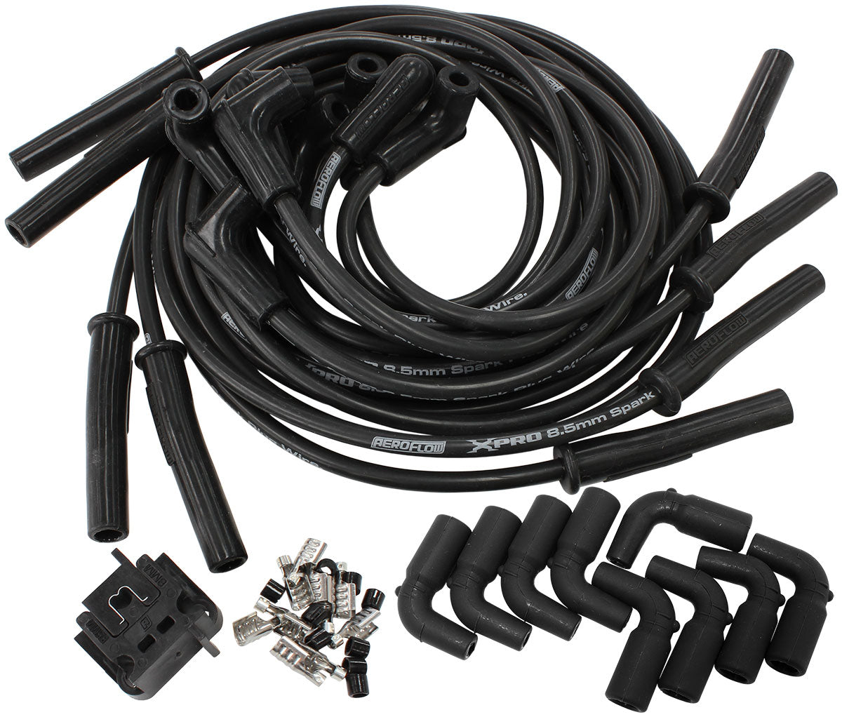 AF4030-32139 - UNIVERSAL BLACK SPARK PLUG LEADS LS1 LS2 LS3 90 DEGREE GM Aeroflow - AF 4030-32139