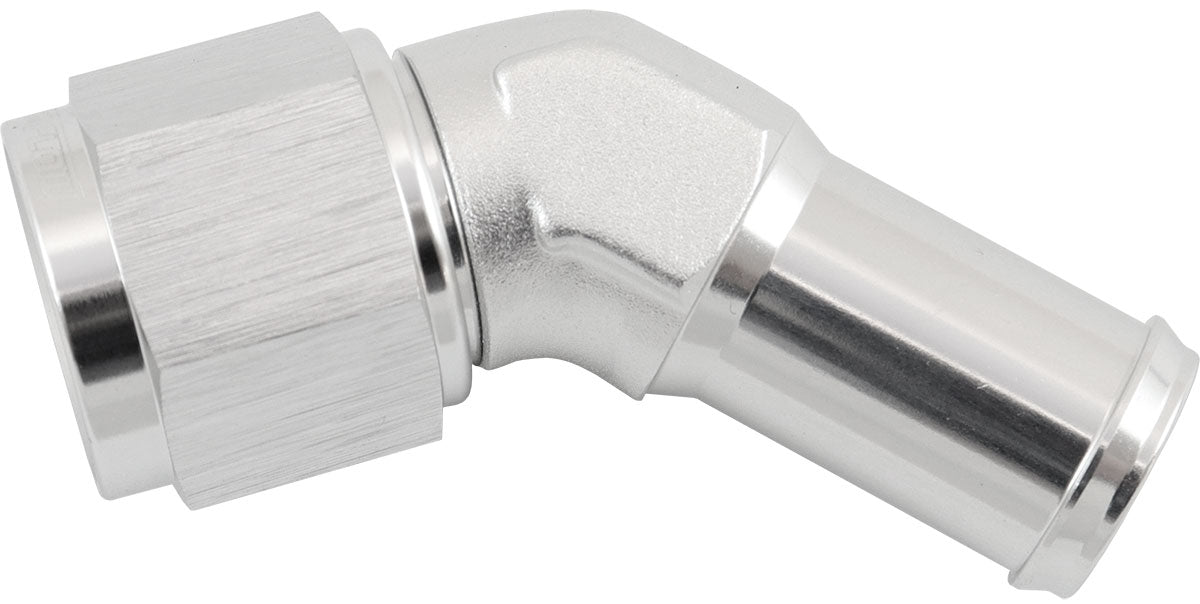 AF412-08-10S - FEMALE -8AN 45DEG TO 5/8" BARBSILVER SWIVEL NUT