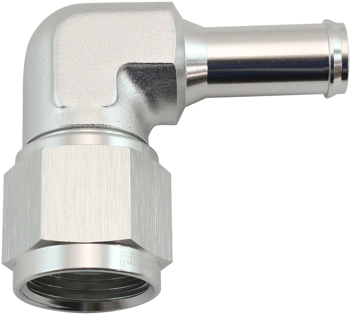 AF413-10-08S - FEMALE -10AN 90DEG TO 1/2 BARBSILVER SWIVEL NUT