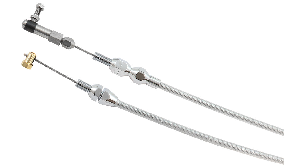 AF42-1201LSC - GM LS THROTTLE CABLE SILVER COVER CHROME ENDS 36" 91cm LONSTEEL CORE AF 42-1201LSC