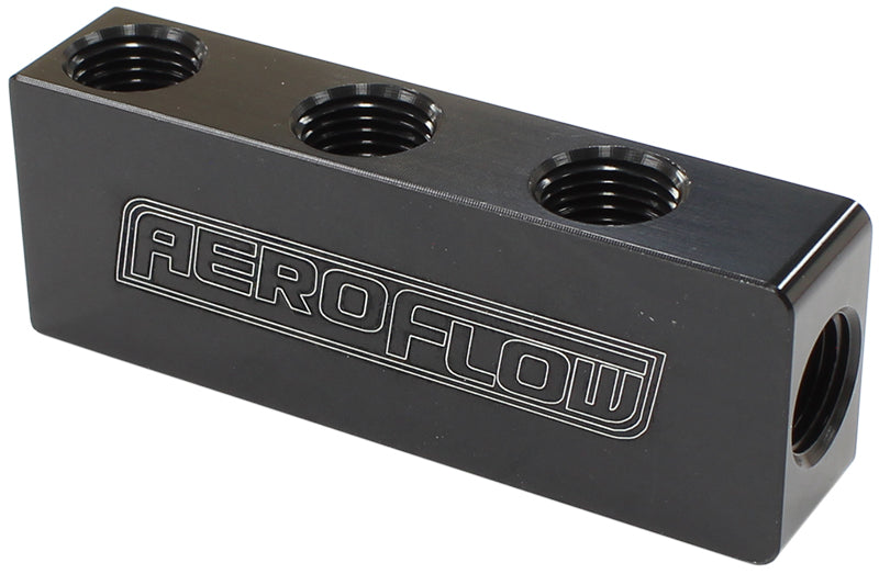 AF456-01-06BLK - COMPACT DISTRIBUTION BLOCK 1 IN, 6 OUT ALL PORTS 1/8" NPT