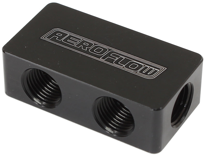 AF456-02-04BLK - COMPACT DISTRIBUTION BLOCK 2 IN, 4 OUT ALL PORTS 1/8" NPT
