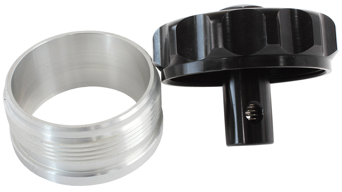 AF460-32-RV-BLK - 2" ALUM WELD BUNG AND CAP BLACK WITH ROLL OVER VALVE