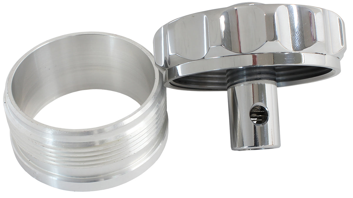 AF460-32-RV-P - 2" ALUM WELD BUNG AND CAP POLISHED WITH ROLL OVER VALVE