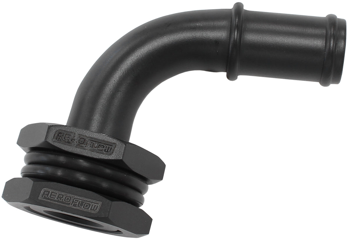 AF463-31 - BULKHEAD 90 TURBO DRAIN 5/8 BARB OIL PAN SUMP ADAPTER