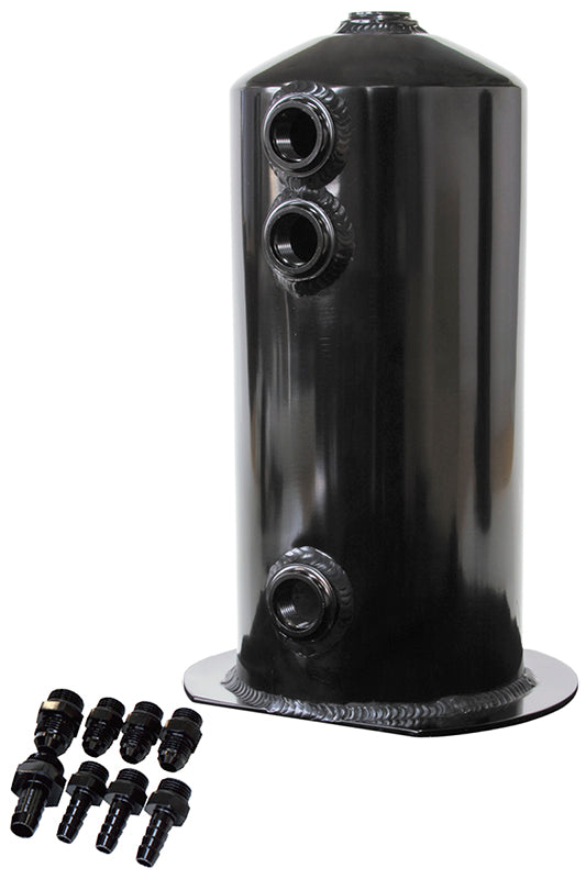 AF49-1016BLK - SURGE TANK 2.5L ANODISED BLACK3X3/8 1X1/2 OR 3X -6AN 1X -8AN