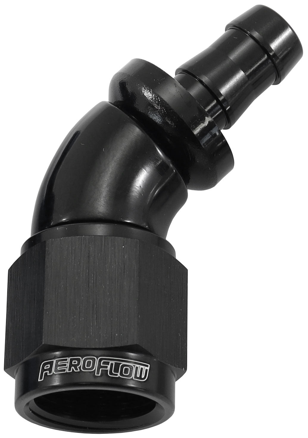 AF512-06-05BLK - -6AN TO 5/16" BARB 45 DEG FULLFLOW PUSH LOCK BLACK
