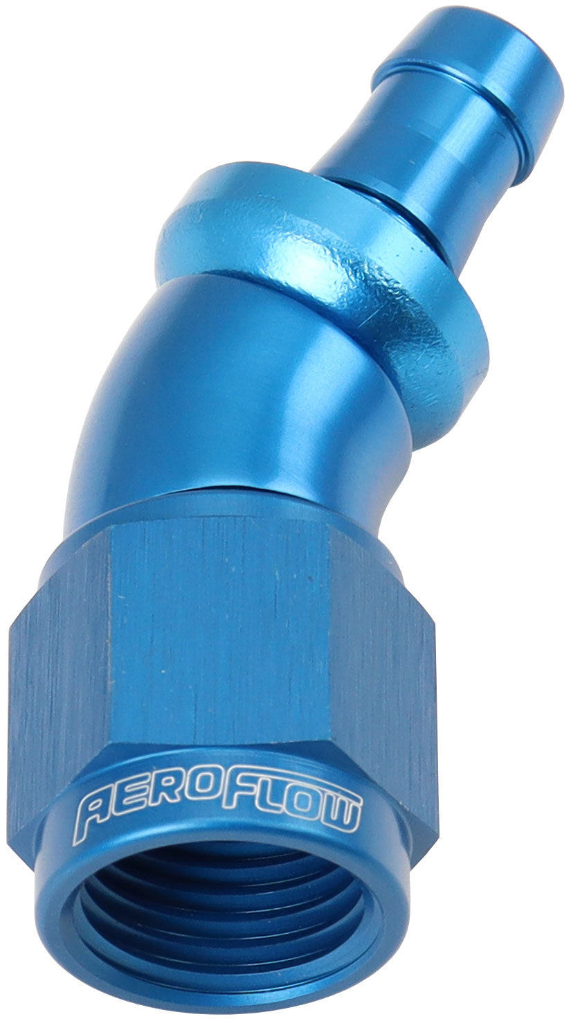 AF517-06-05 - -6AN TO 5/16" BARB 30 DEG FULLFLOW PUSH LOCK BLUE