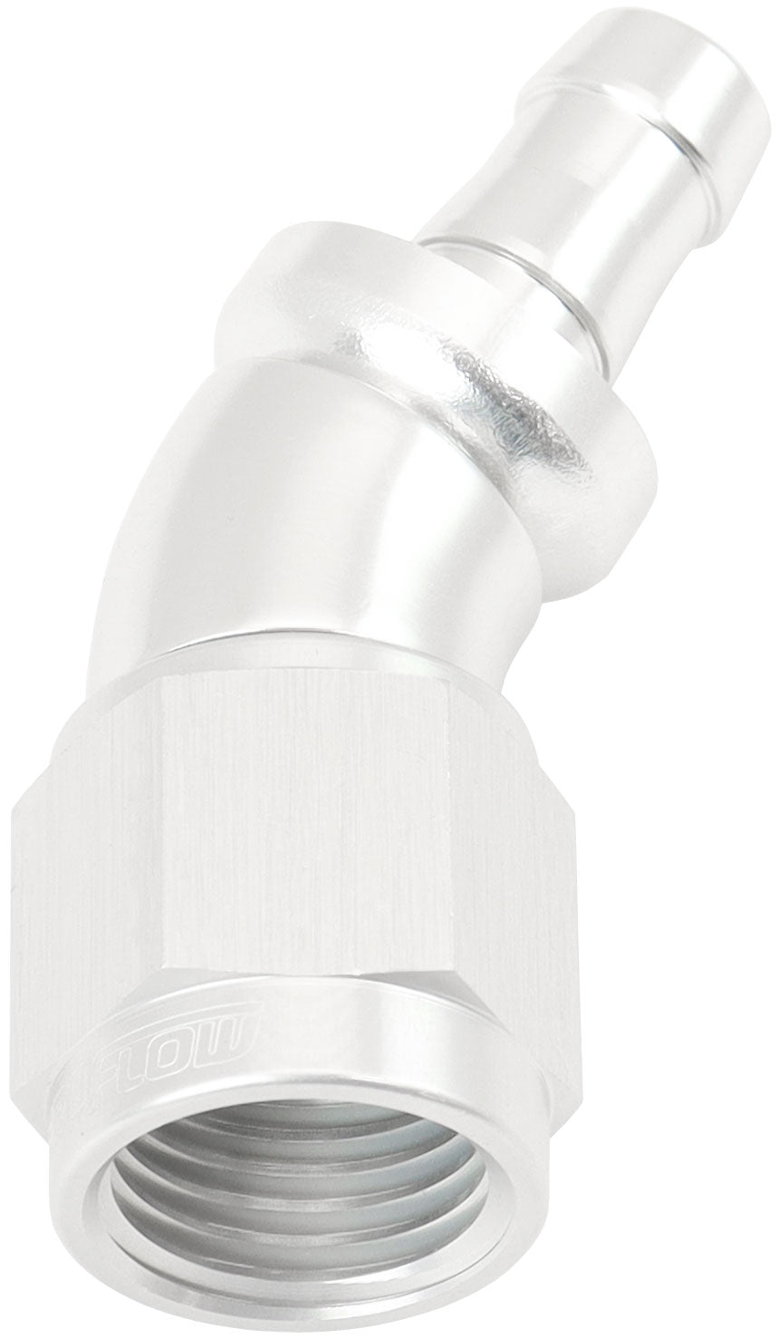 AF517-06-05S - -6AN TO 5/16" BARB 30 DEG FULLFLOW PUSH LOCK SILVER