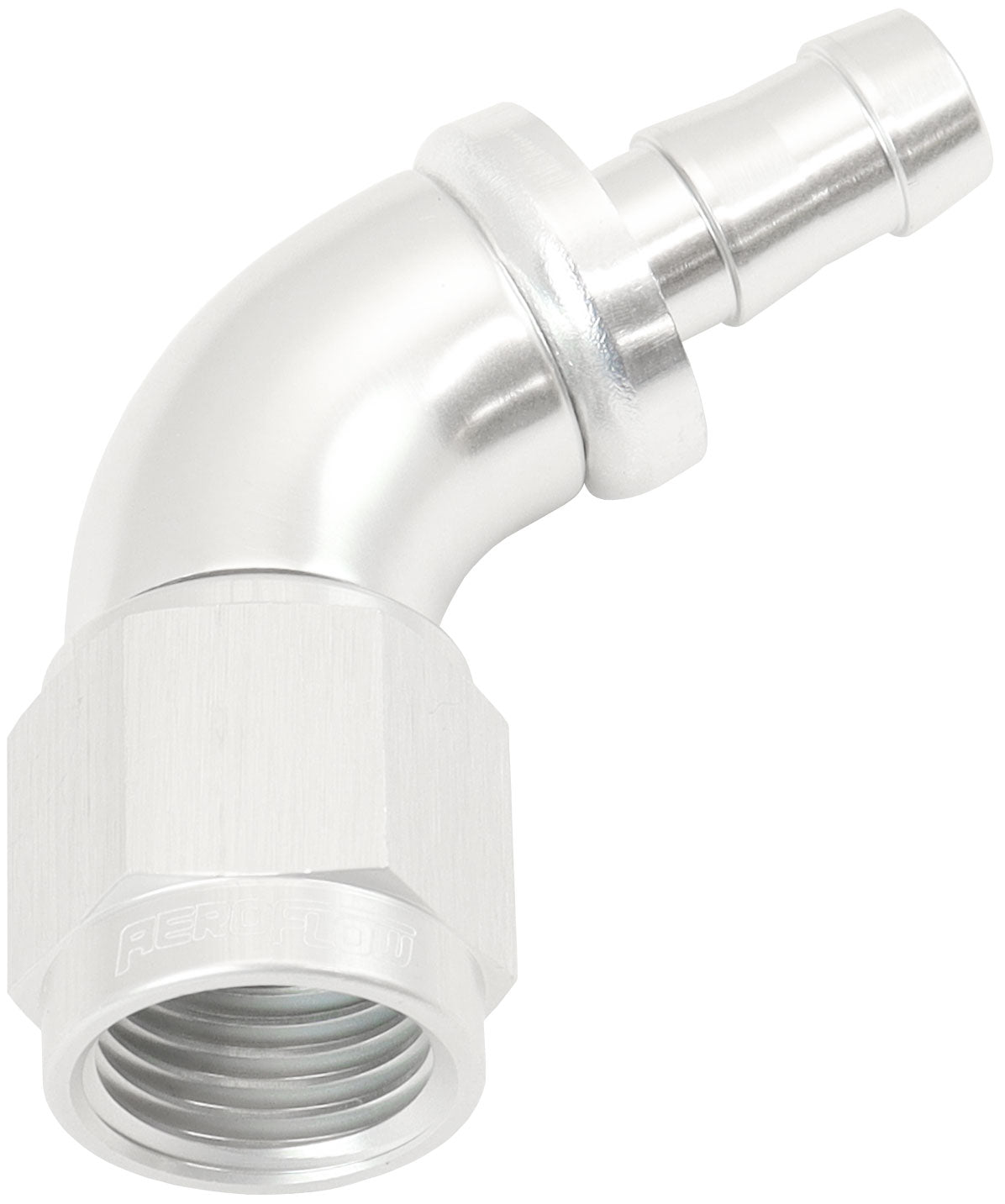 AF518-06-05S - -6AN TO 5/16" BARB 60 DEG FULLFLOW PUSH LOCK SILVER