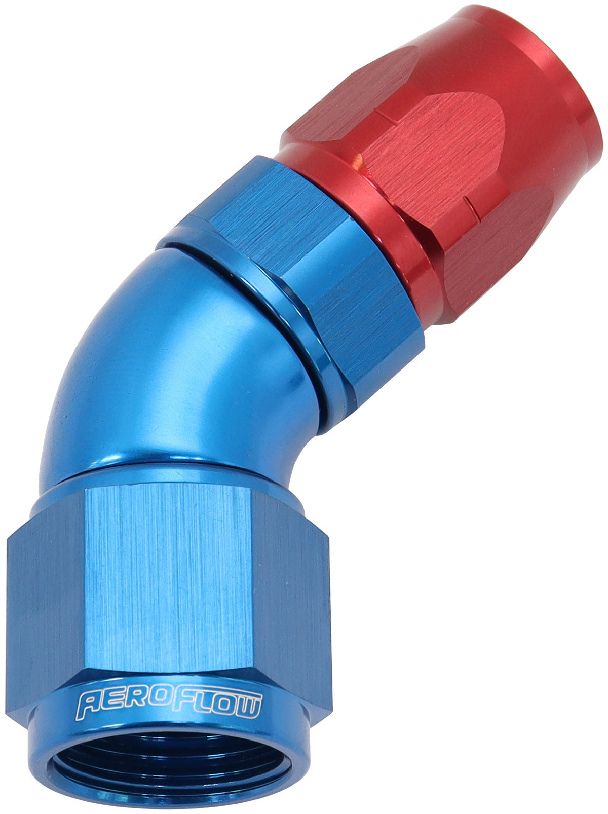 AF552-06-08 - STEPPED 45 DEG HOSEEND -6 HOSETO -8AN REDUCER HOSE END BLUE
