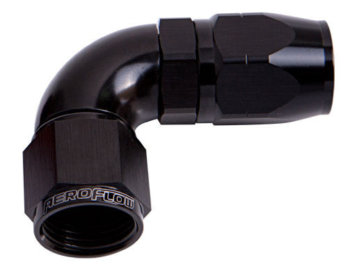 AF553-10BLK-25 - ALLOY 90 DEG HOSE END -10AN BLACK CUTTER STYLE FULL SWIVEL