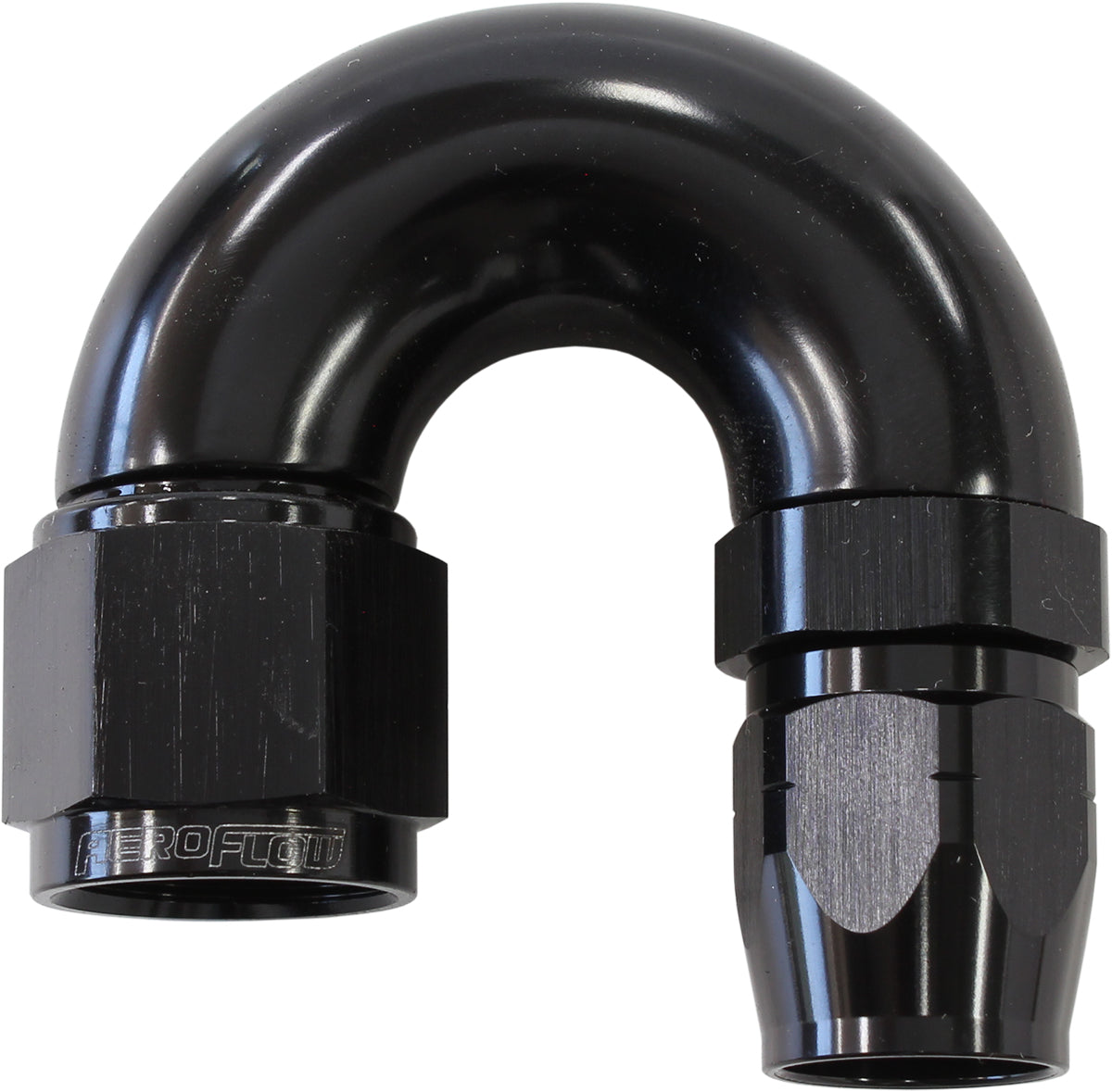 AF556-06-08BLK - STEPPED 180 DEG HOSEEND -6 HOSTO -8AN REDUCER HOSE END BLACK