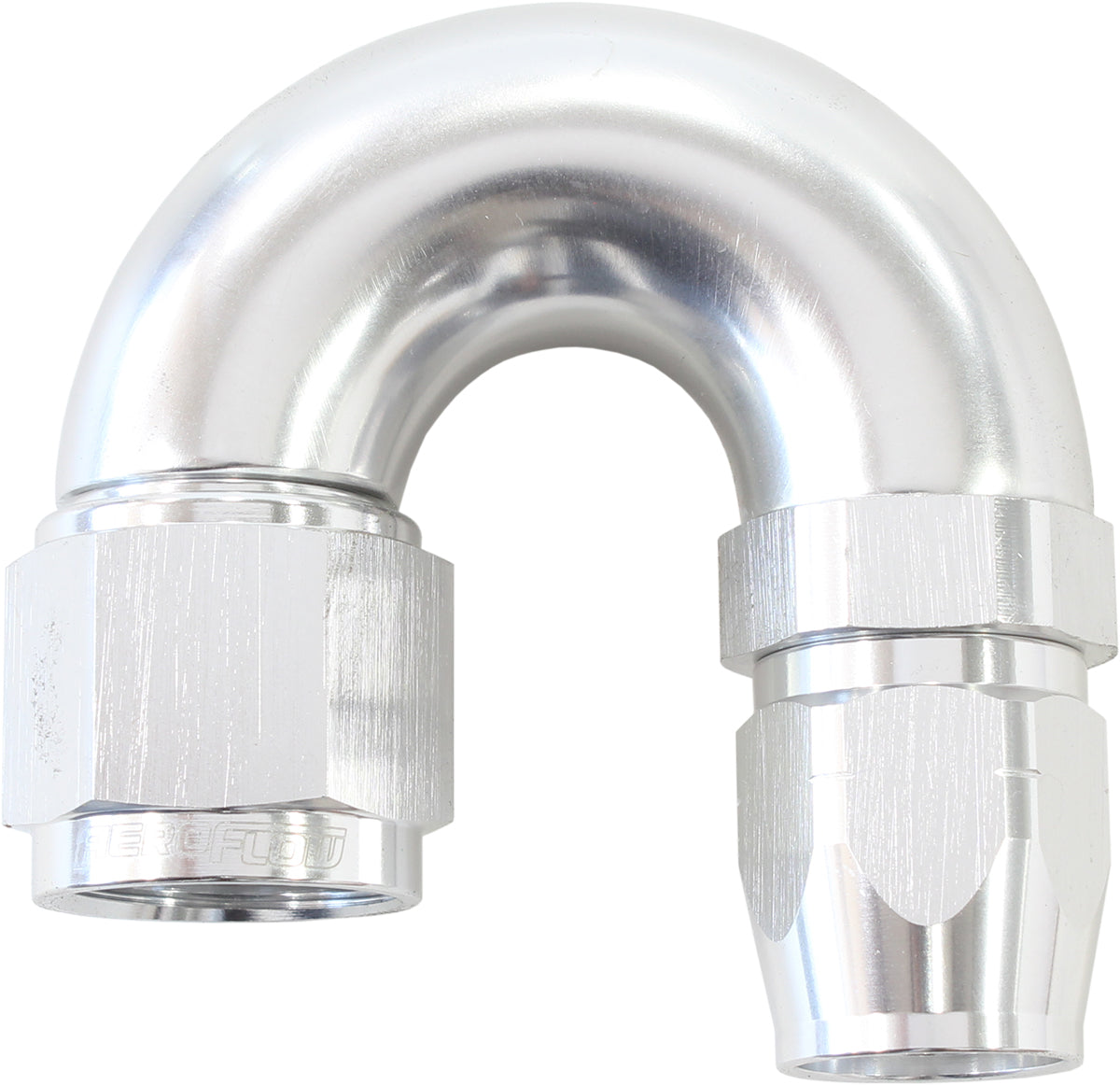 AF556-06-08S - STEPPED 180 DEG HOSEEND -6 HOSTO -8AN REDUCER HOSE END SILVE