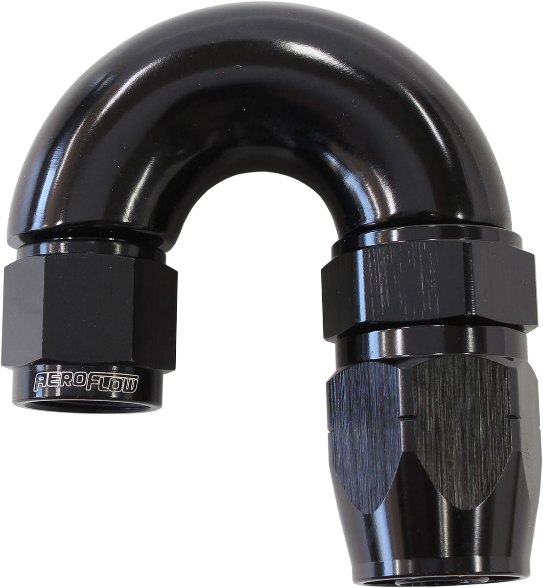 AF556-08-06BLK - STEPPED 180 DEG HOSEEND -8 HOSTO -6AN REDUCER HOSE END BLACK