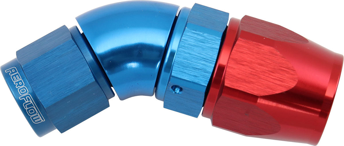 AF572-08-06D - STEPPED 45 DEGREE END -8 HOSE TO -6AN EXPANDER HOSE END BLUETEFLON AF 572-08-06D