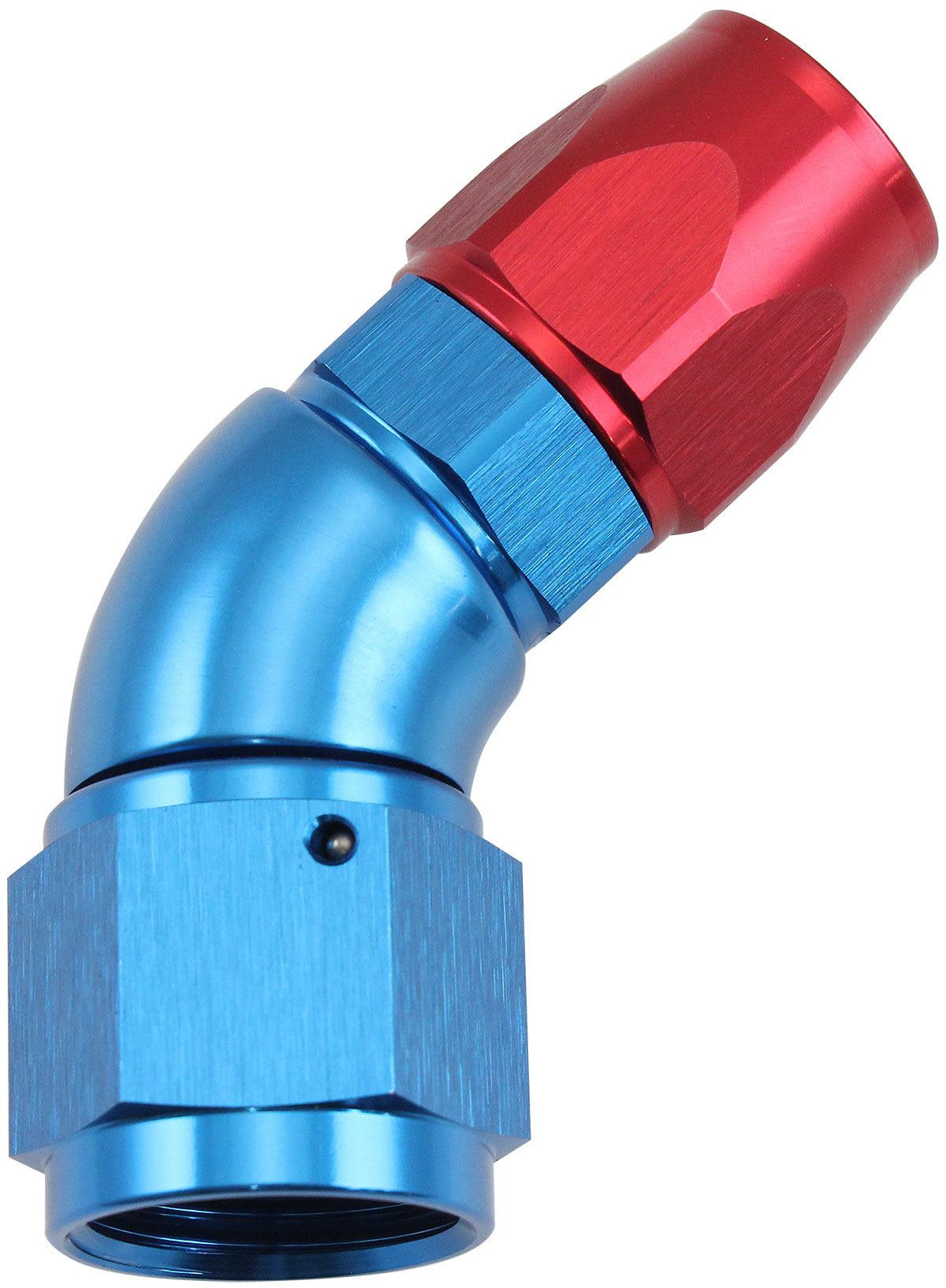 AF572-08-10D - STEPPED 45 DEGREE END -8 HOSE TO -10AN REDUCER HOSE END BLUETEFLON AF 572-08-10D