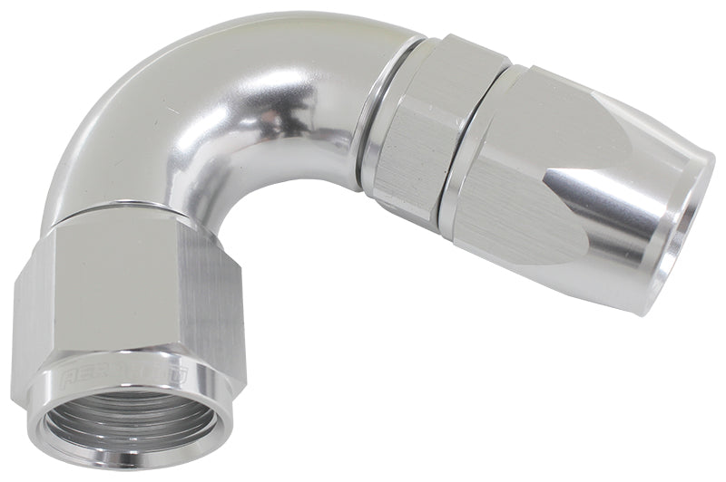 AF574-04DS - 120 DEG -4AN FULL FLOW TEFLON HOSE END SILVER 1 PIECE FULLFL