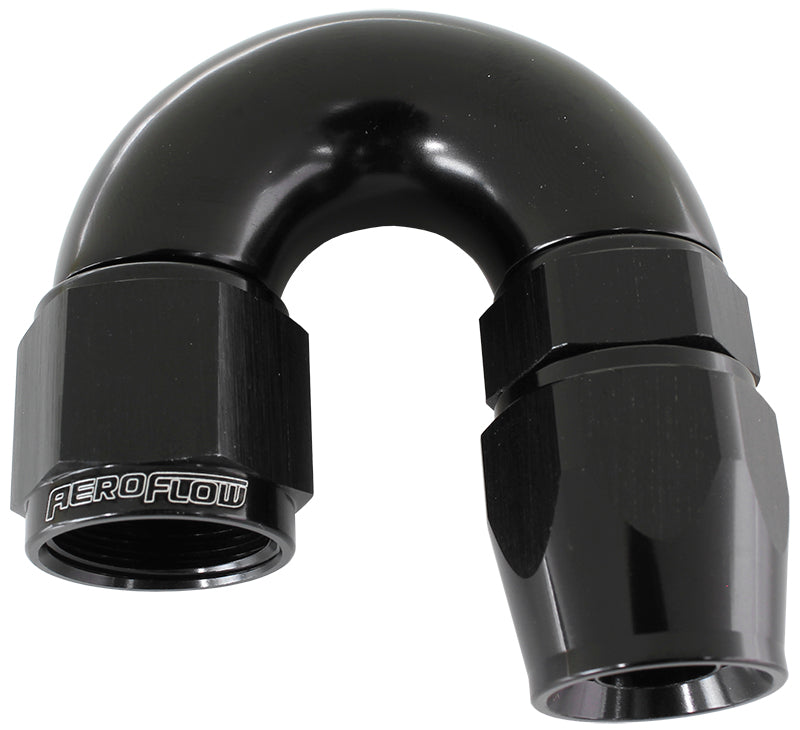AF576-08DBLK - 180 DEG -8AN FULL FLOW TEFLON HOSE END BLACK 1 PIECE FULLFLO
