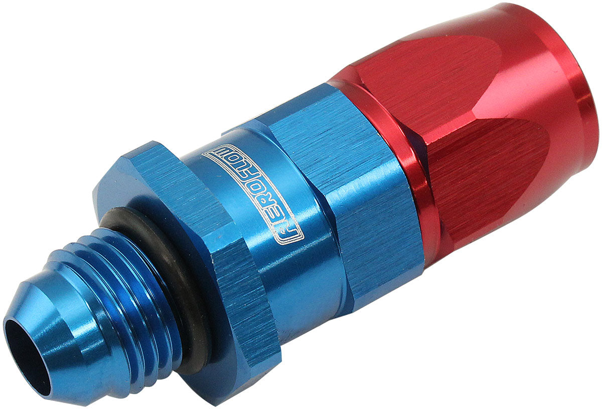 AF580-06-06D - MALE -6AN to -6AN TEFLON HOSE END STRAIGHT MALE ORB BLUE