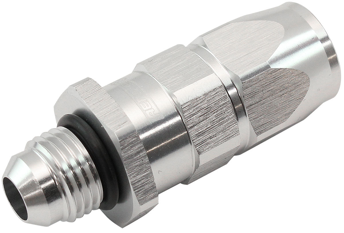 AF580-06-06DS - MALE -6AN to -6AN TEFLON HOSE END STRAIGHT MALE ORB SILVER