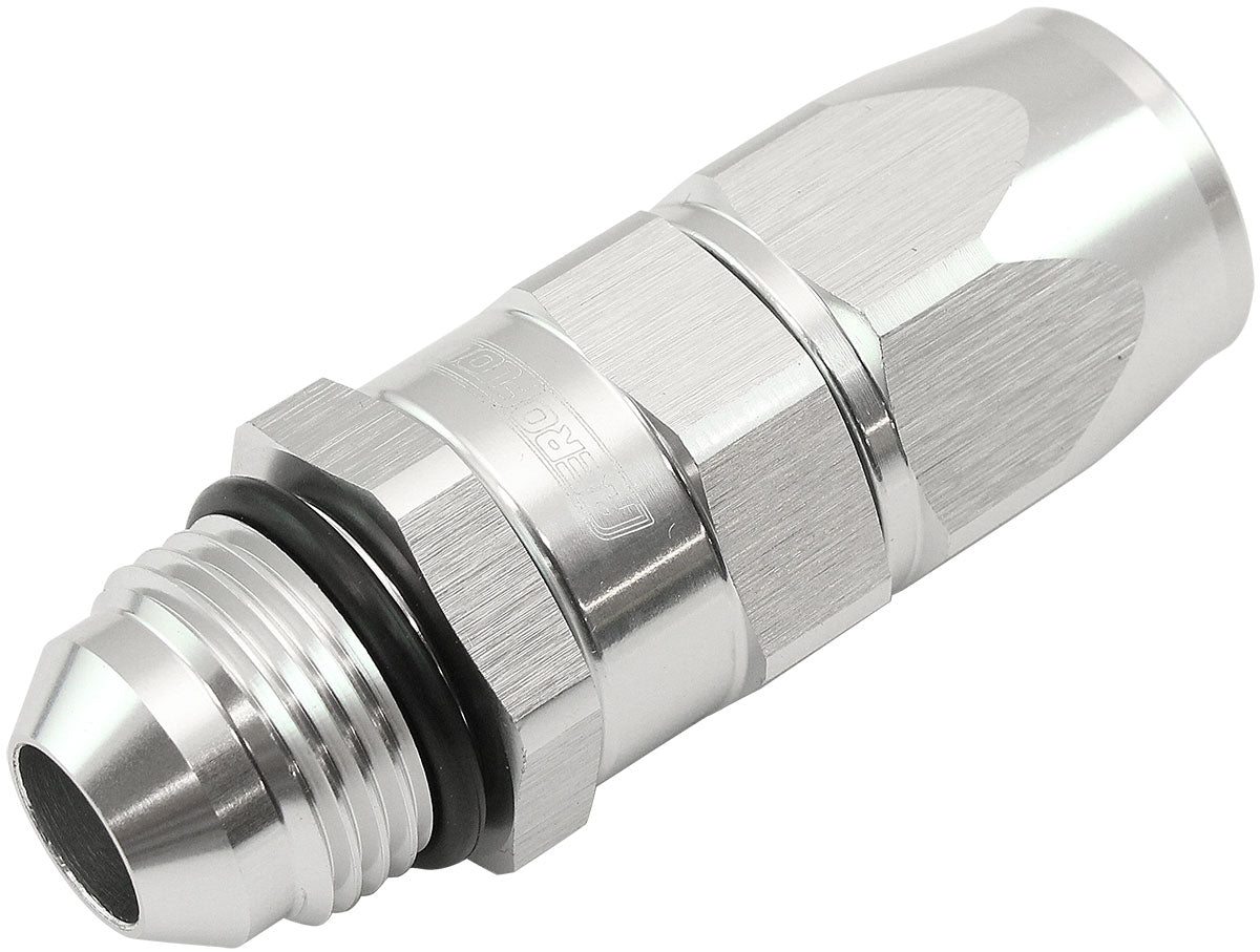 AF580-08-08DS - MALE -8AN to -8AN TEFLON HOSE END STRAIGHT MALE ORB SILVER
