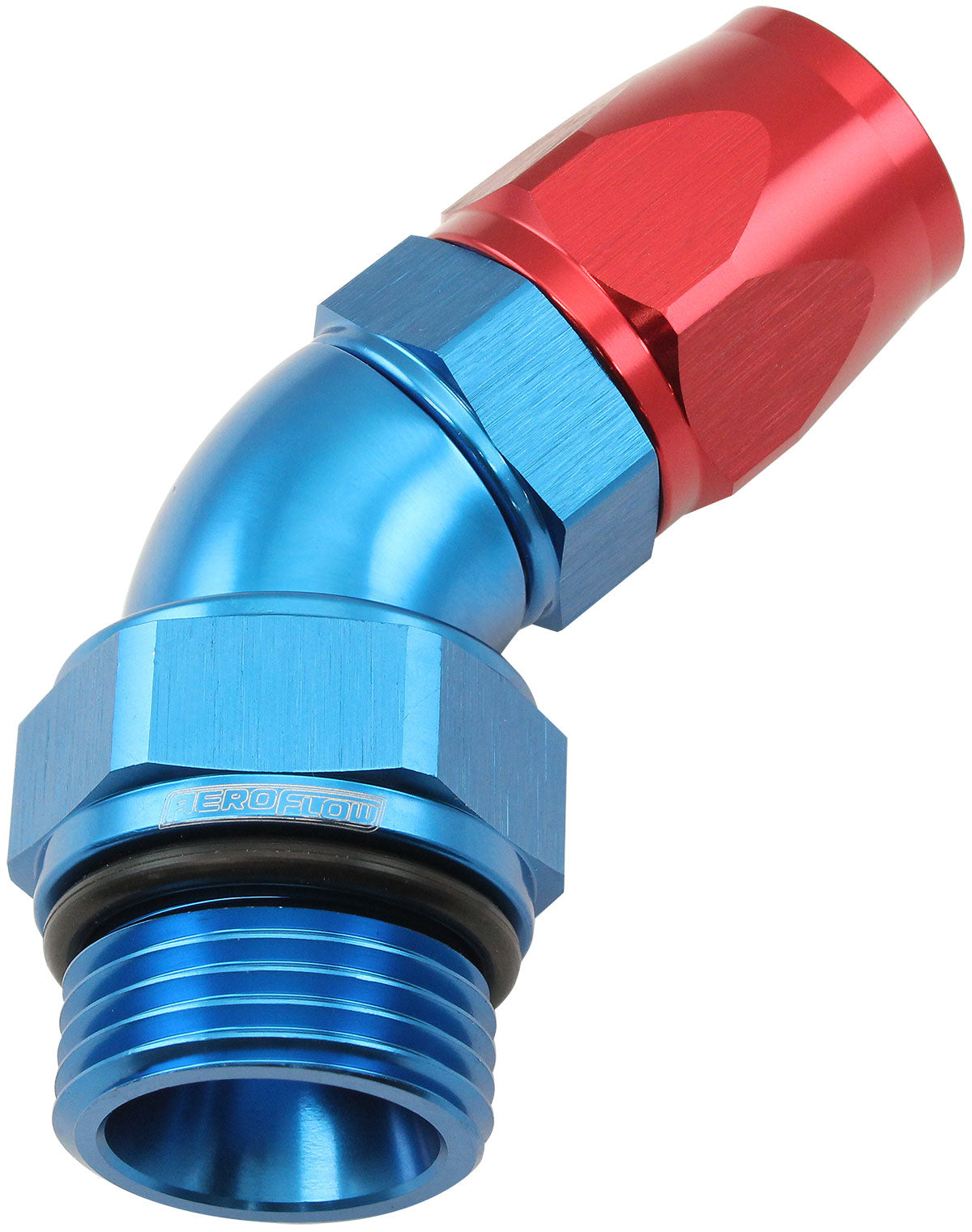 AF582-10-12D - MALE END -12ORB to 10AN TEFLONFULL FLOW BILLET 45 DEG BLUE