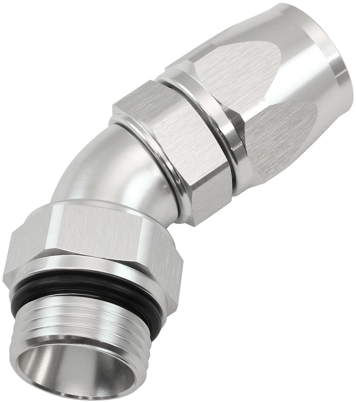 AF582-12-12DS - MALE END -12ORB to 12AN TEFLONFULL FLOW BILLET 45 DEG SILVER