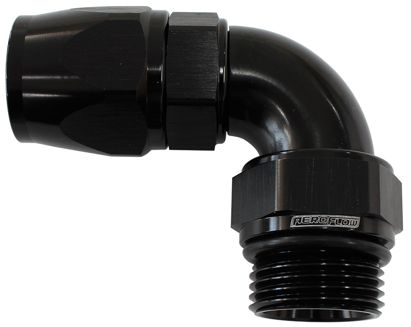 AF583-10-10DBLK - MALE END -10ORB to 10AN TEFLONFULL FLOW BILLET 90 DEG BLACK