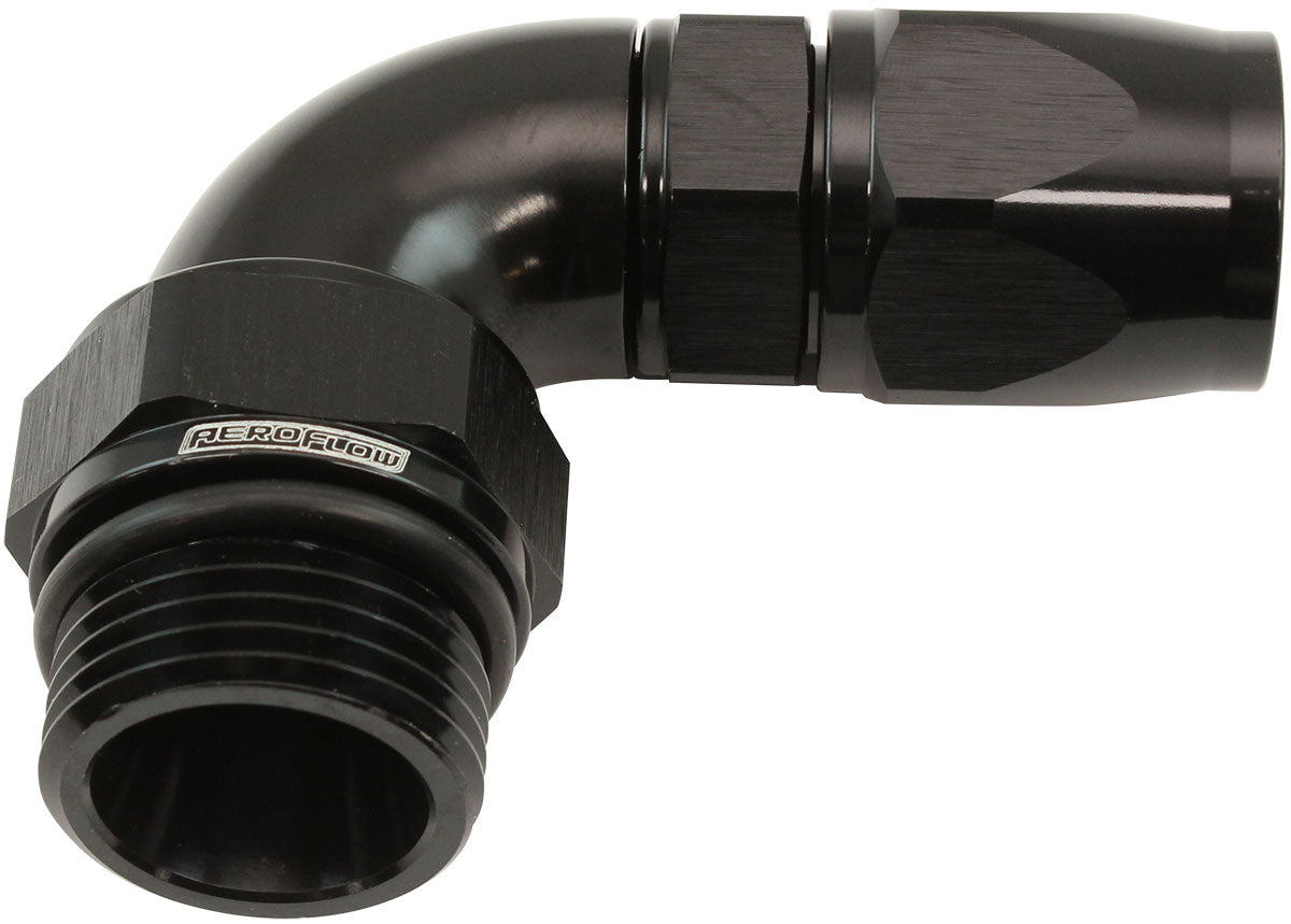 AF583-10-12DBLK - MALE END -12ORB to 10AN TEFLONFULL FLOW BILLET 90 DEG BLACK