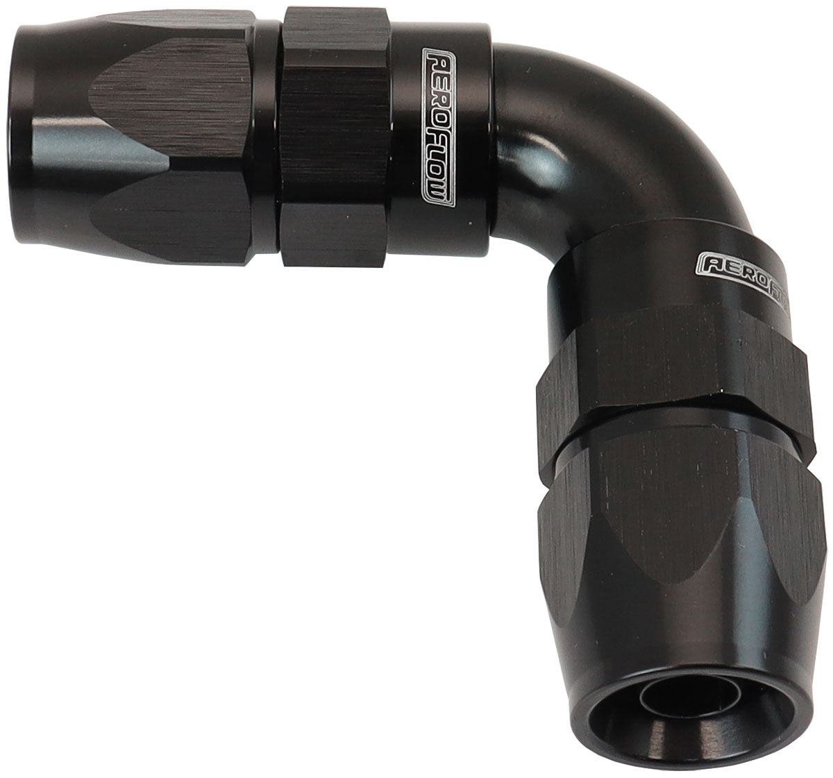 AF593-06-06DBLK - 90 DEG -6AN TO -6AN TEFLON FULL FLOW DOUBLE HOSE ENDS BLACK PTFE - AF 593-06-06DBLK