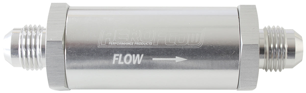 AF607-06S - -6AN TURBO INLINE OIL FILTER SILVER 30 MICRON WASHABLE